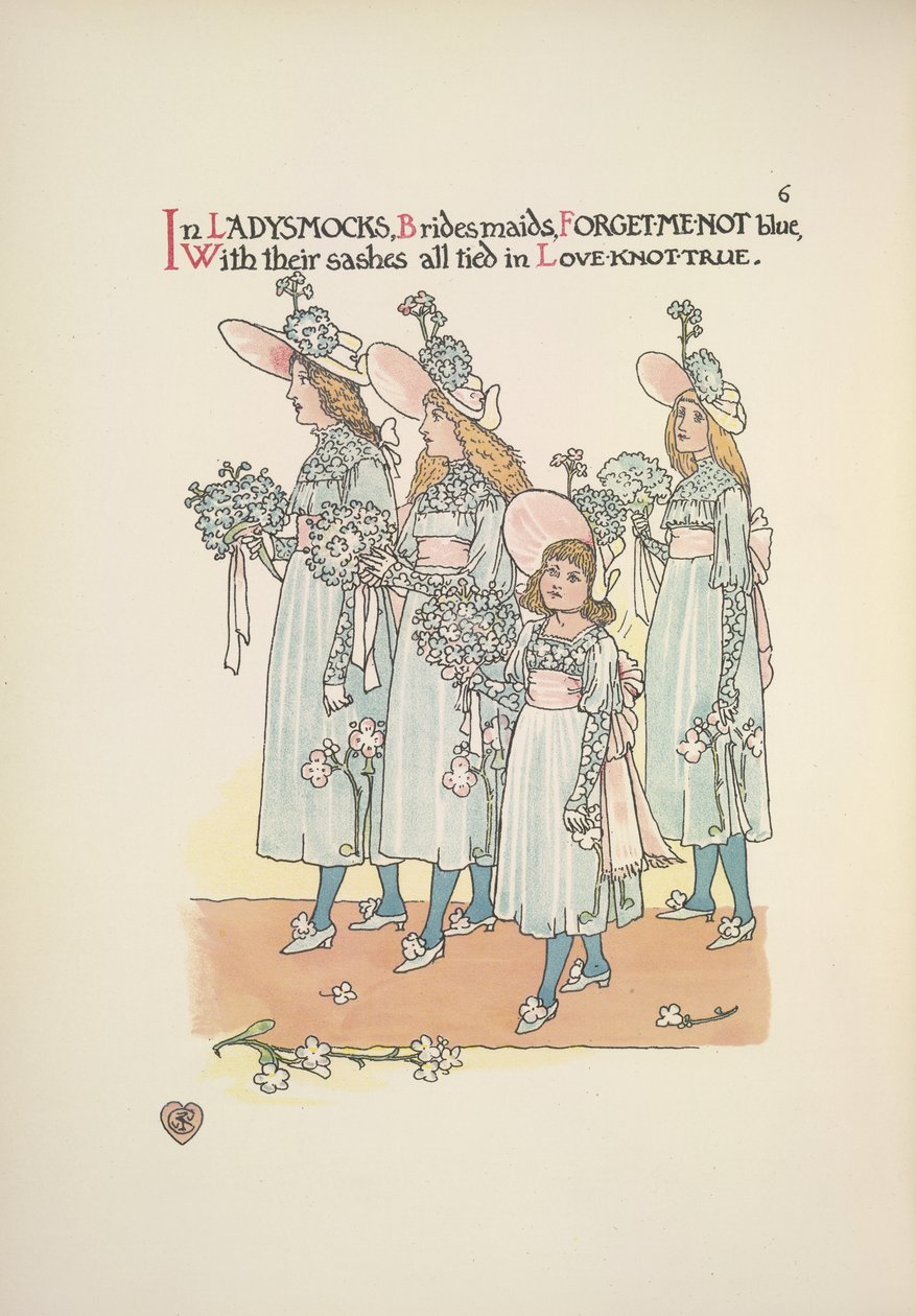 Nedimeler unutma beni mavi hanımefendi önlüklerinde by Walter Crane