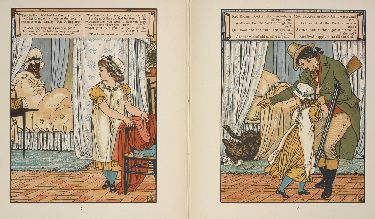 'Kırmızı Başlıklı Kız' için çizimler. by Walter Crane
