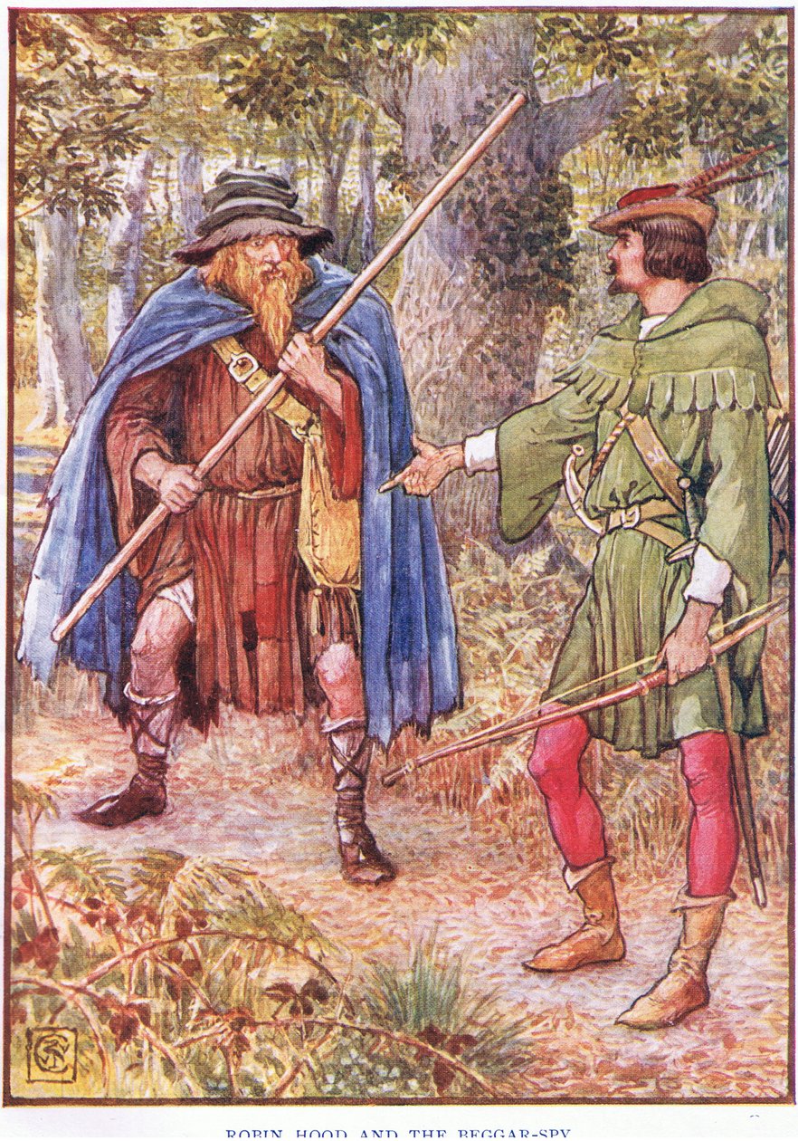 Robin Hood ve dilenci, c.1920 by Walter Crane