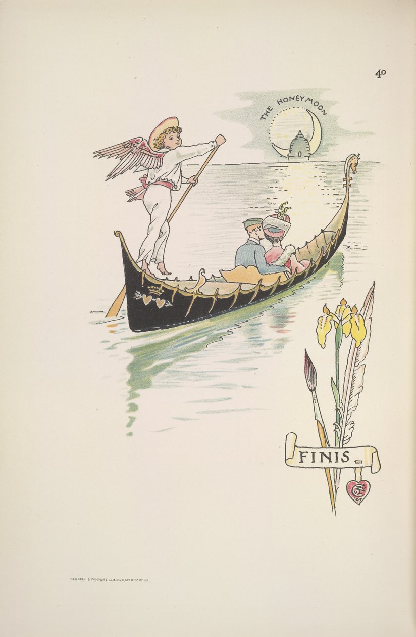 Balayı. Bir gondoldaki çift by Walter Crane