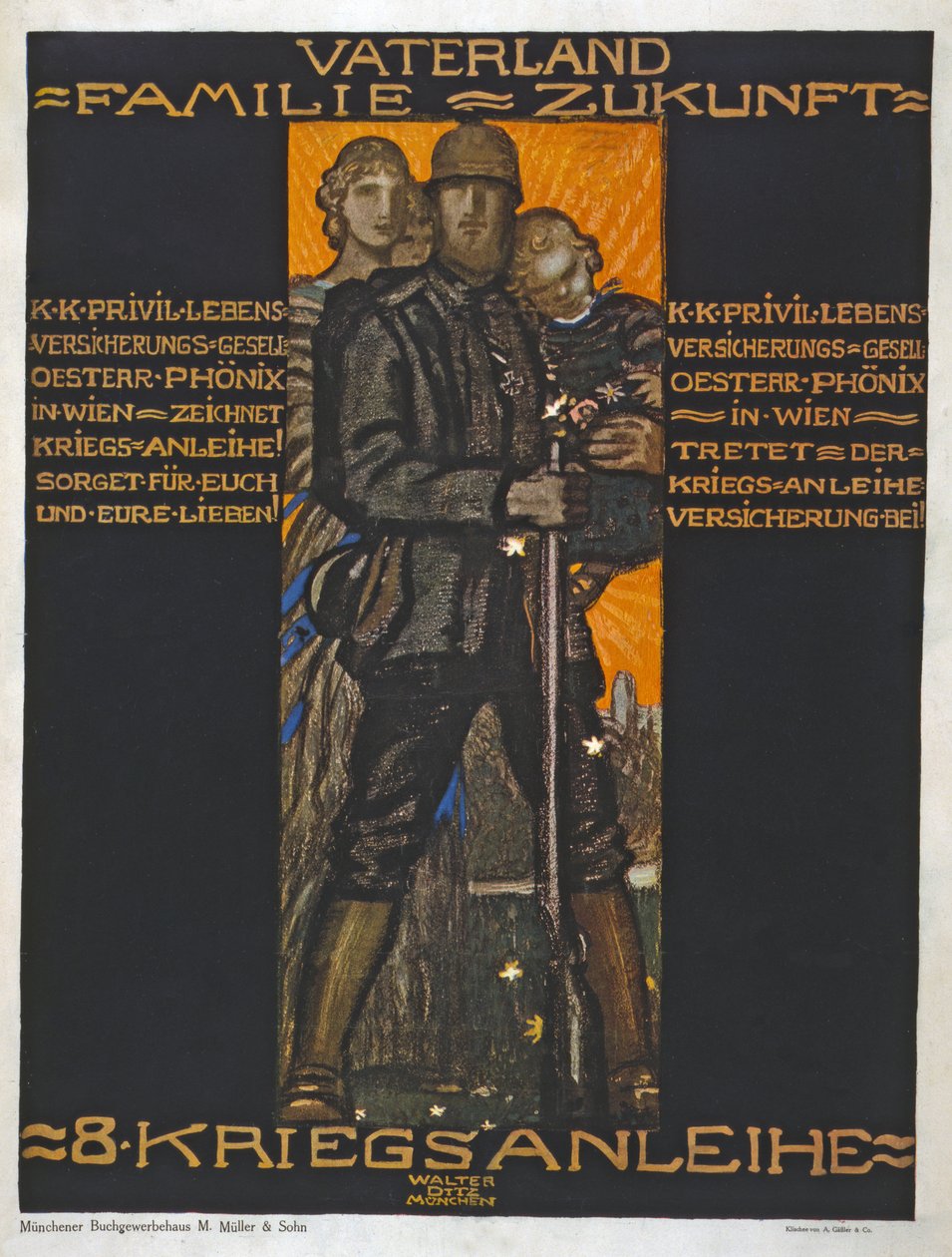 Vatan, aile, gelecek? bar. 1918 (renkli litografi) by Walter Ditz