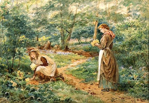 Kır Çiçekleri Toplayan Kızlar by Walter Duncan
