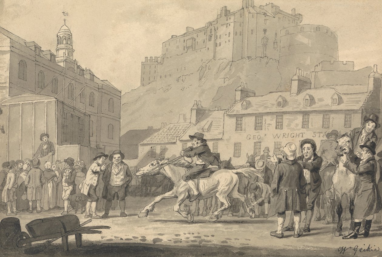 Edinburgh Kalesi ve At Fuarı by Walter Geikie