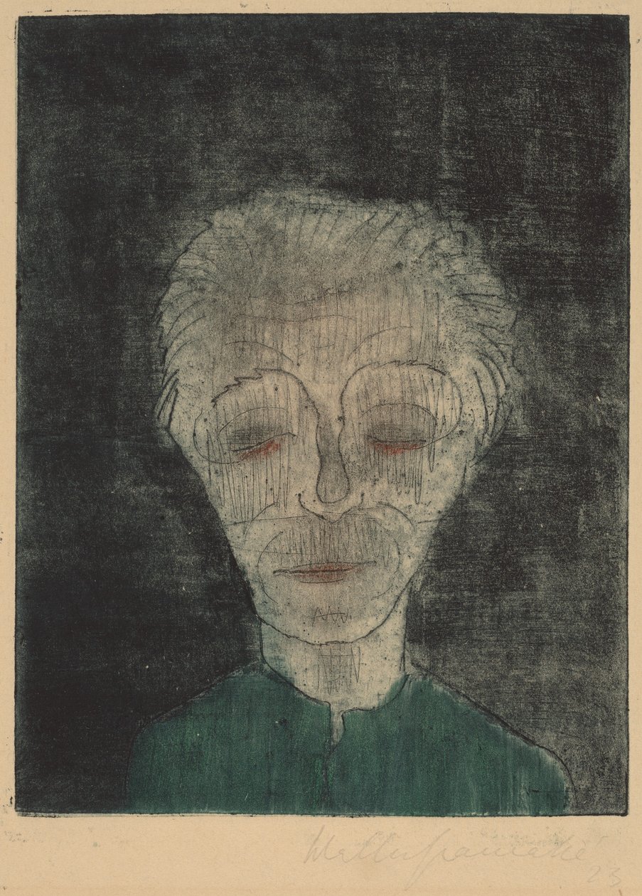 Yorgun Adam Otoportresi, 1923. by Walter Gramatte