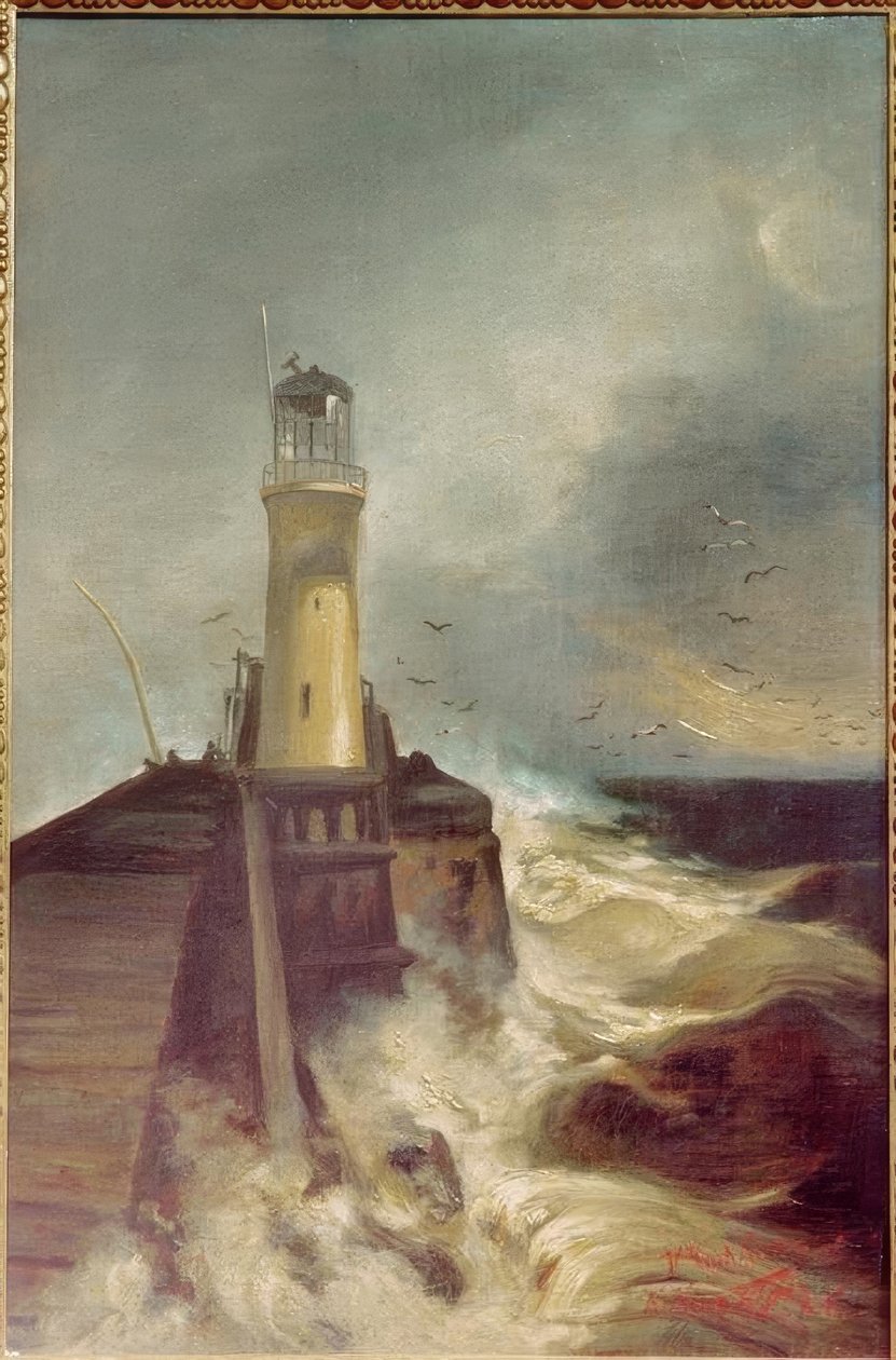 Deniz feneri ile iskele by Walter Leistikow