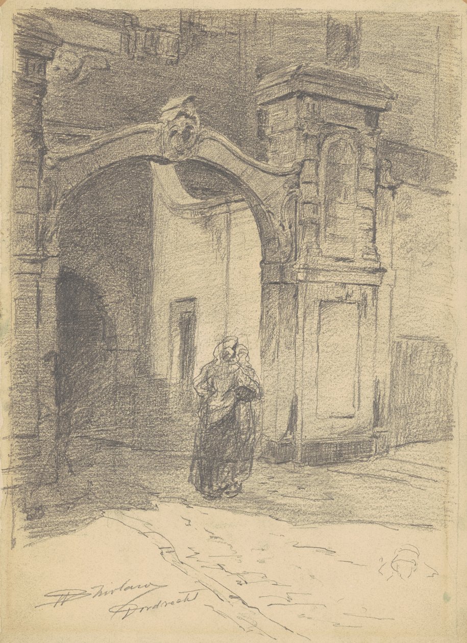 Dordrecht, c.1870-77 (dokuma kağıt üzerine grafit) by Walter Shirlaw