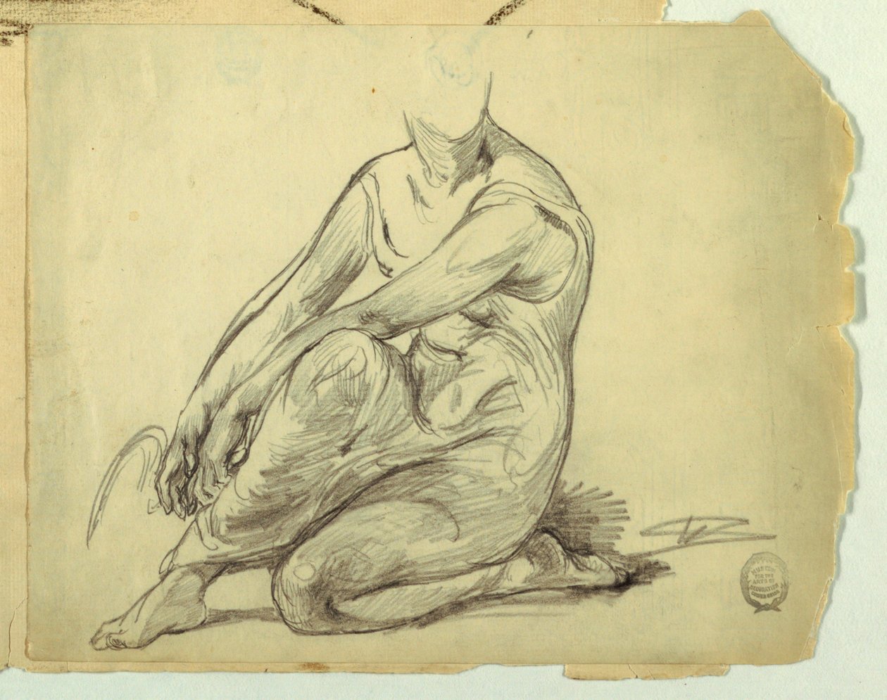 diz çökmüş kadın by Walter Shirlaw