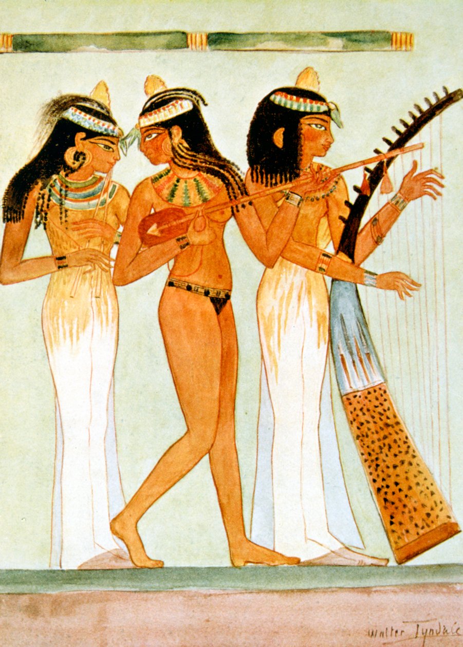 Eski Mısırlı müzisyenler ve dansçı, 1910 by Walter Tyndale