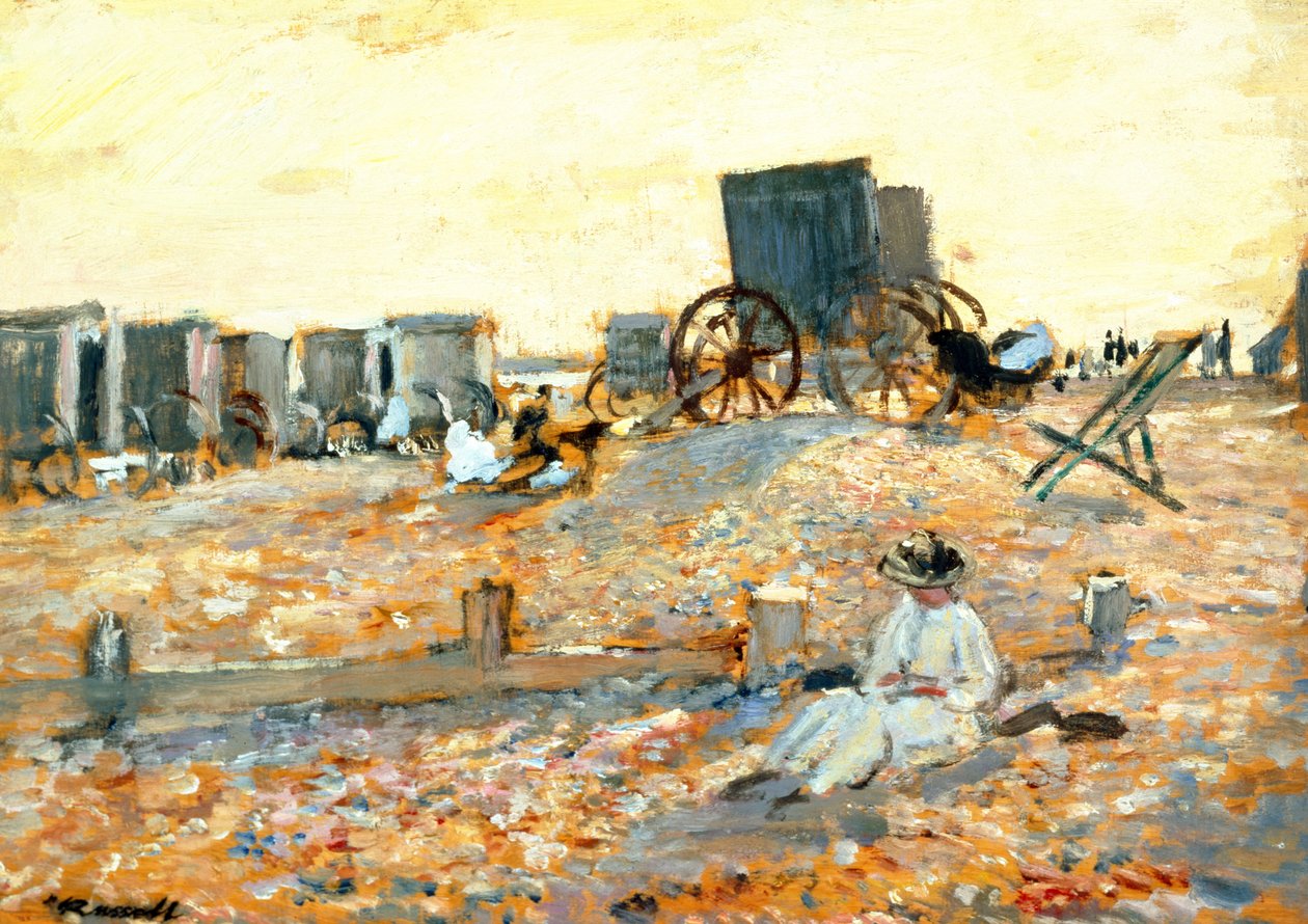 Sahil Sahnesi (panelde yağ) by Walter Westley Russell