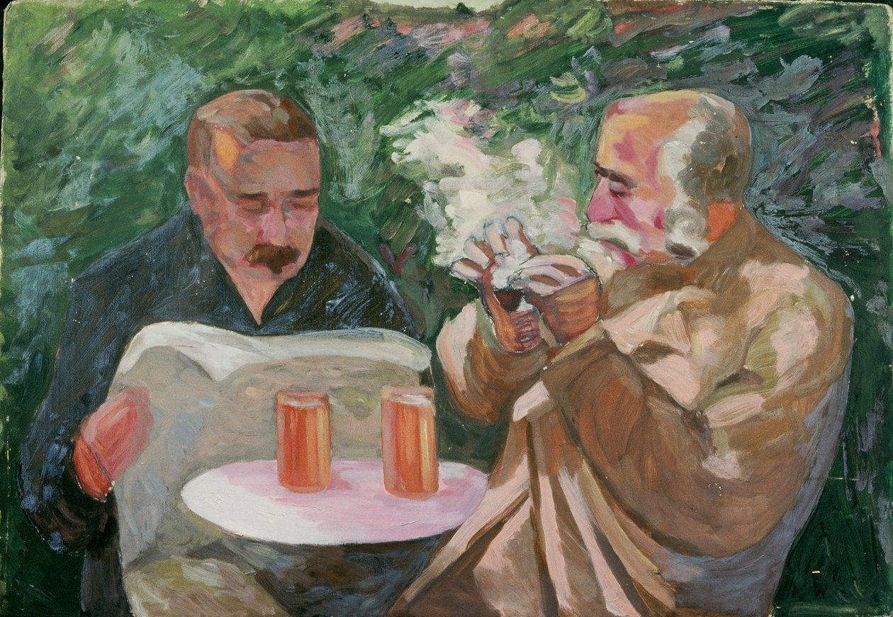 Taverna bahçesindeki erkekler by Walther Gamerith