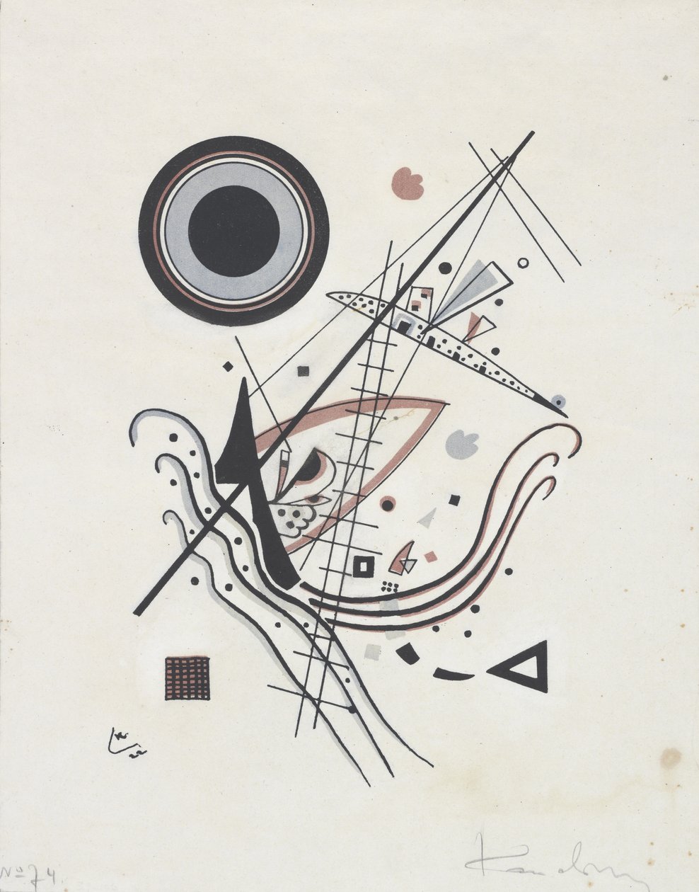 Noktaya Serbest Eğri - Geometrik Eğrilerin Eşlik Eden Sesi, 1925 (kağıt üzerine mürekkep) by Wassily Kandinsky