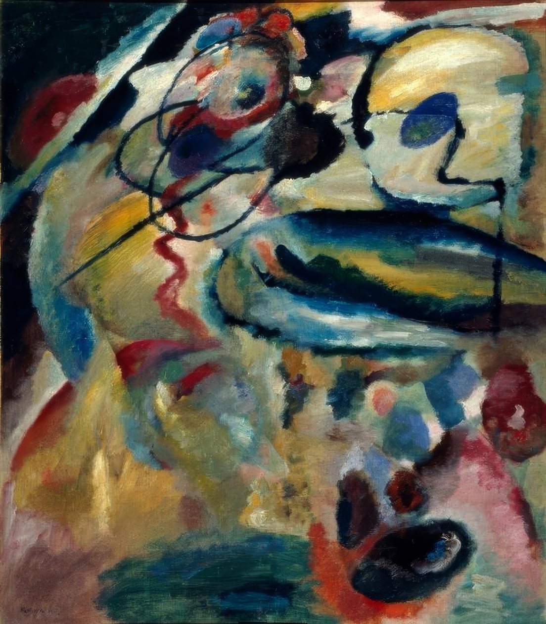 Bir daire ile ilk nesnel olmayan resim by Wassily Kandinsky