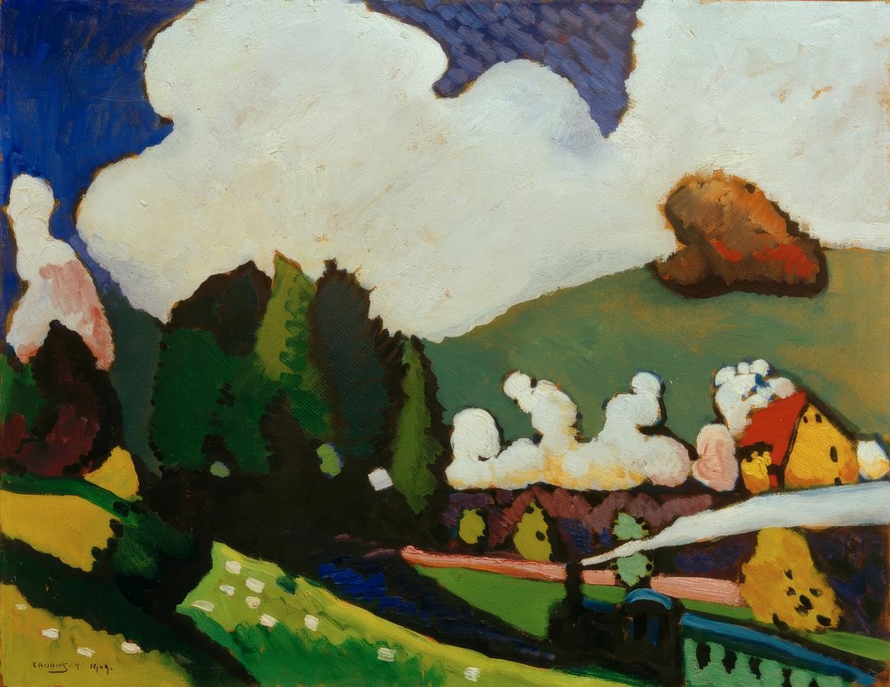 Bir lokomotif ile Murnau yakınlarında manzara by Wassily Kandinsky