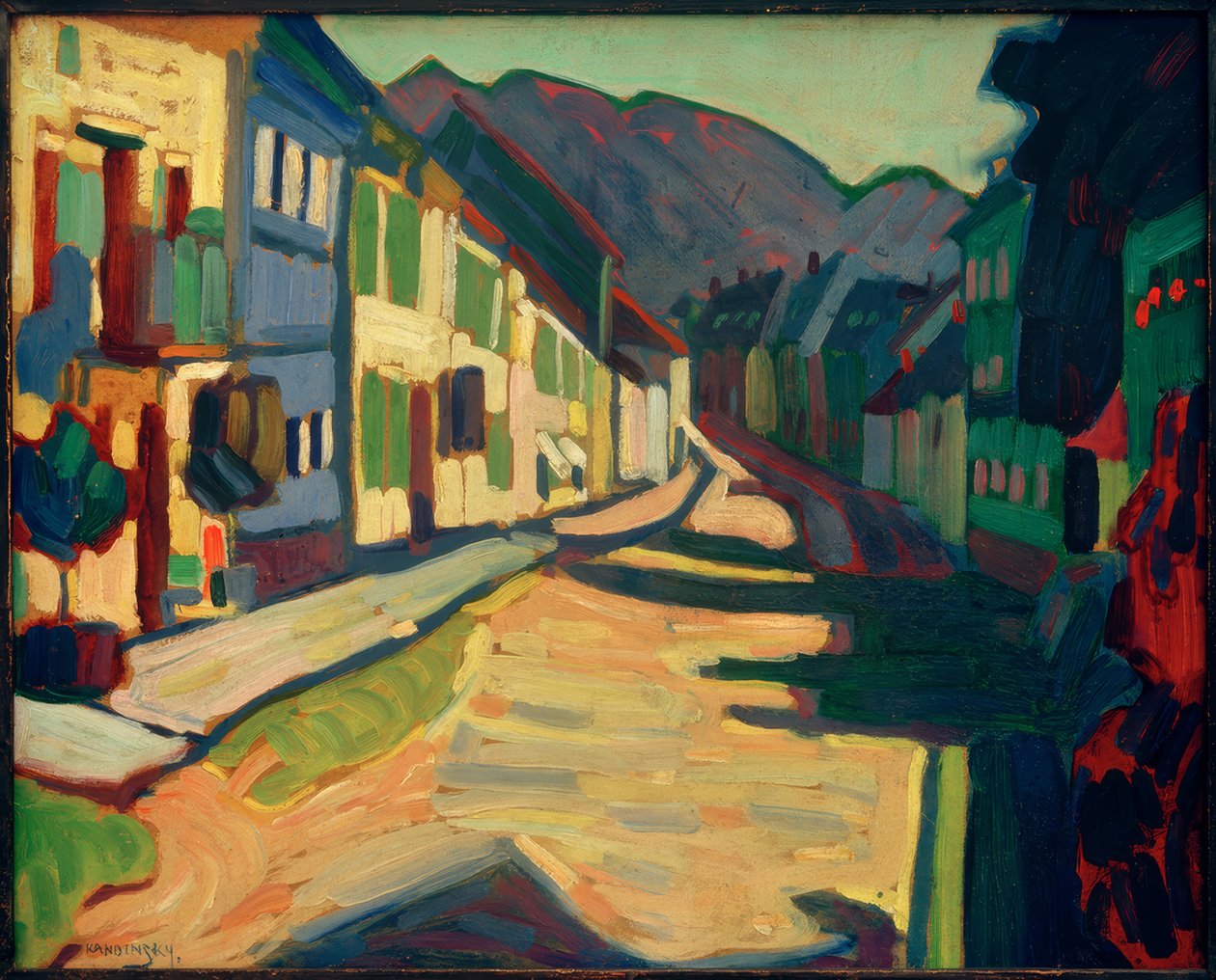 Murnau - dağlarla Obermarkt by Wassily Kandinsky