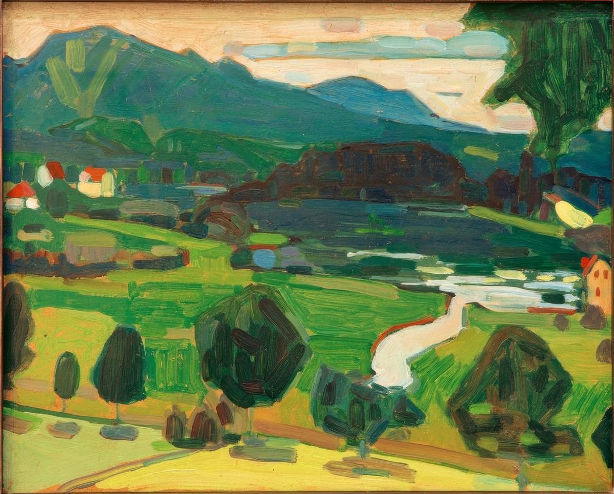 Staffelsee üzerinden Murnau görünümü by Wassily Kandinsky
