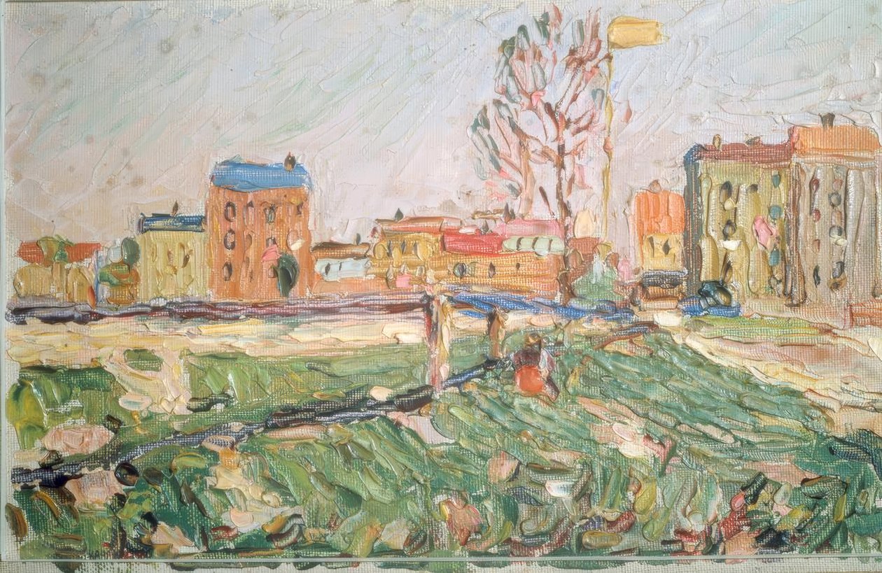 Şehir manzarası (güneşli bir gün, Schwabing) by Wassily Kandinsky