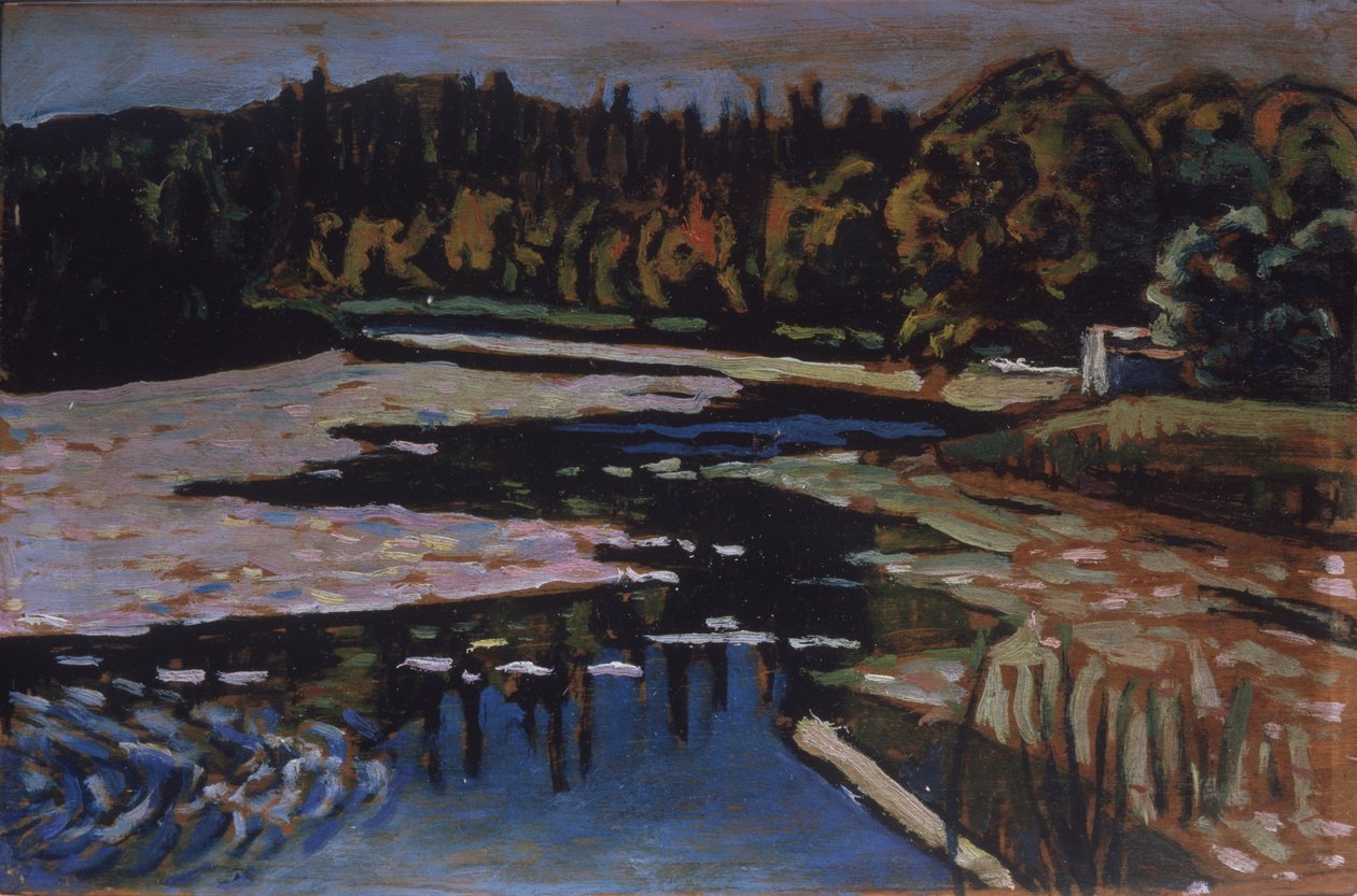 sonbaharda bir nehir by Wassily Kandinsky