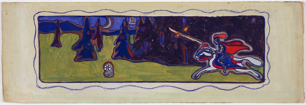 Alacakaranlık, verso: bir çiftin taslağı by Wassily Kandinsky