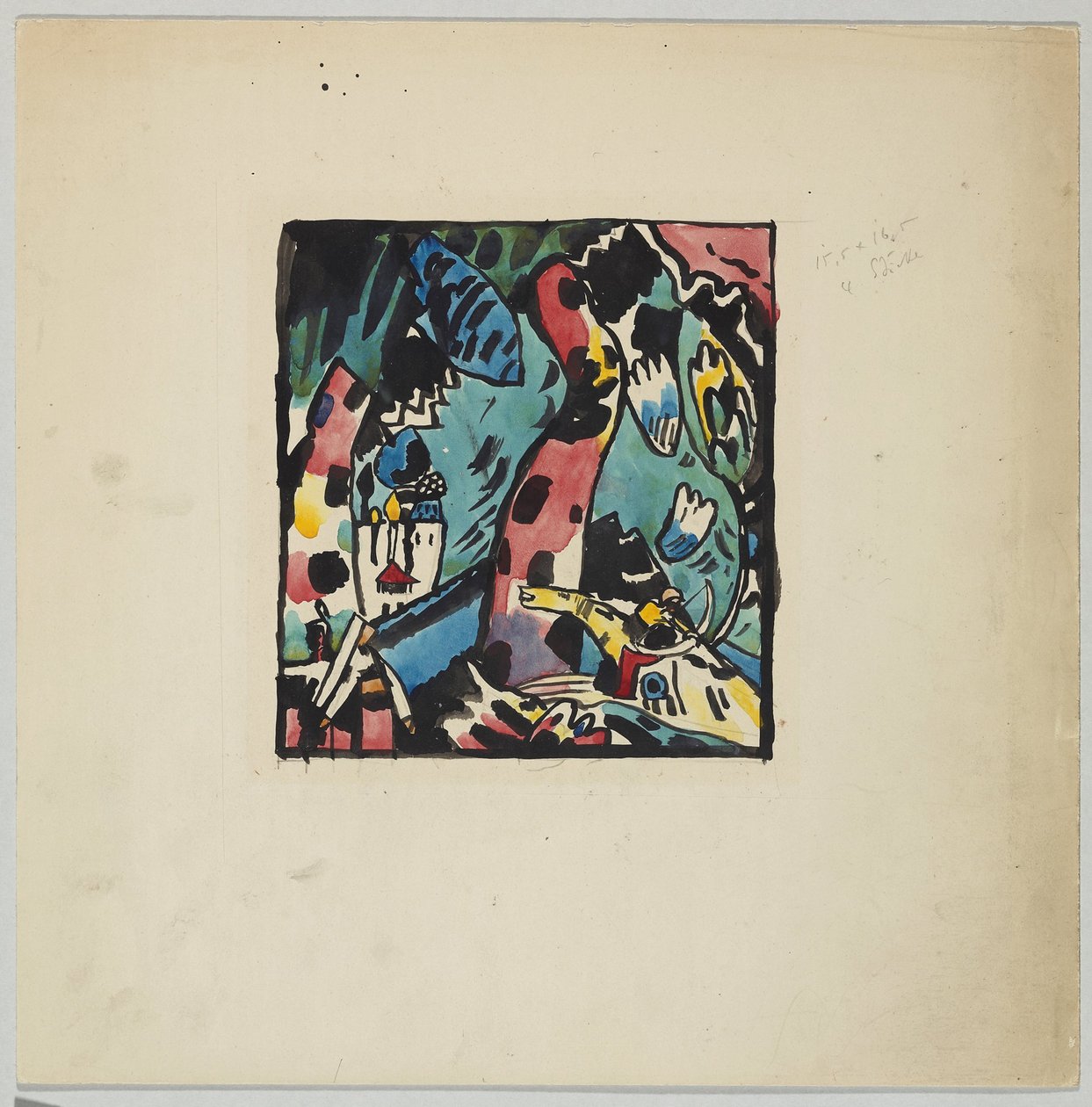 Renkli gravür "Archer" için taslak by Wassily Kandinsky
