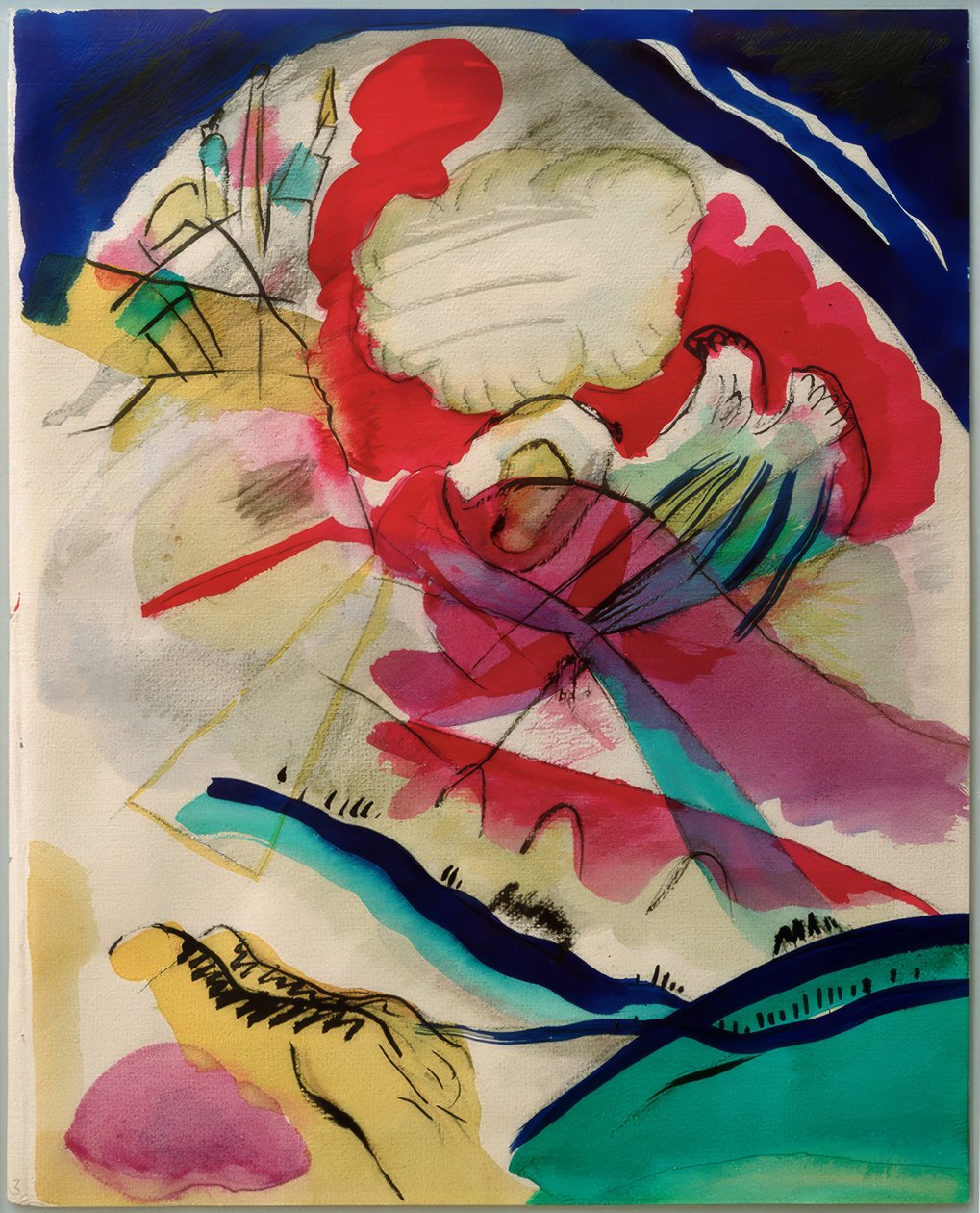 Beyaz çizgilerle resme taslak by Wassily Kandinsky