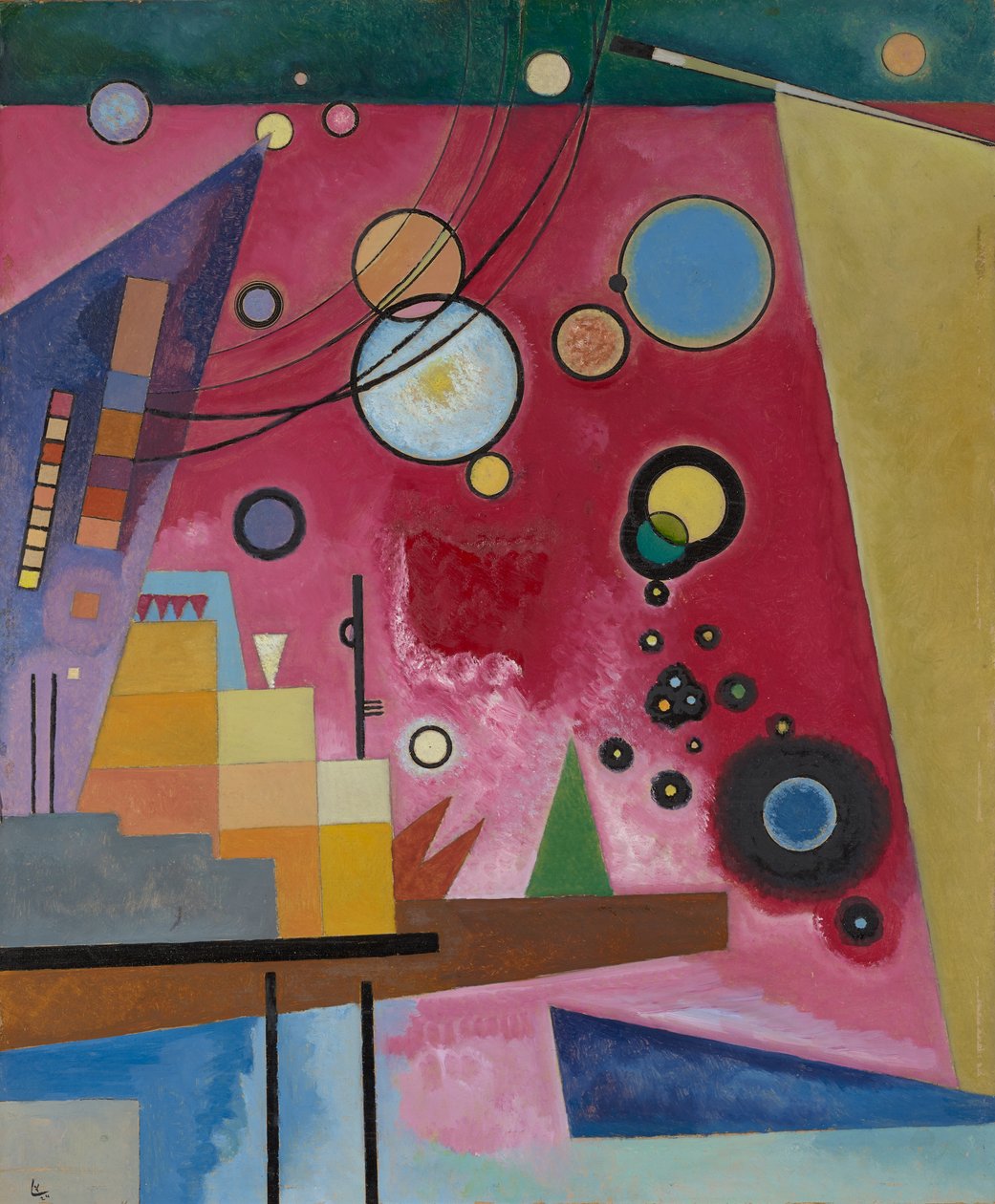 Heavy Red, 1924 (karton üzerine yağlı boya) by Wassily Kandinsky