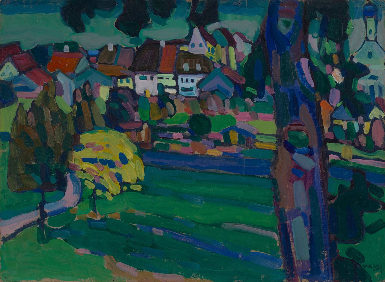 Murnau - "Ağaç Gövdeli Manzara" Çalışması by Wassily Kandinsky