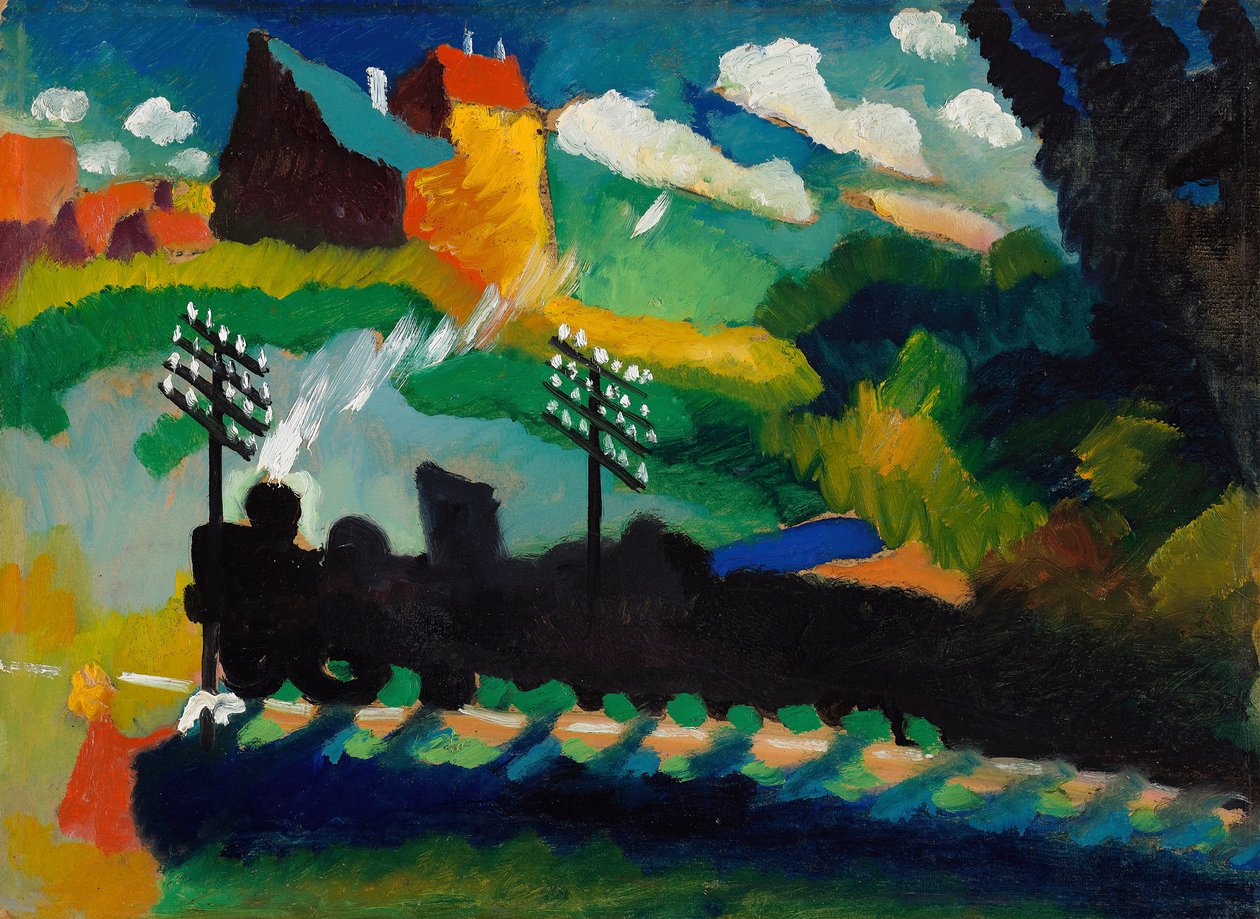 Murnau yakınlarındaki demiryolu, 1909. by Wassily Kandinsky