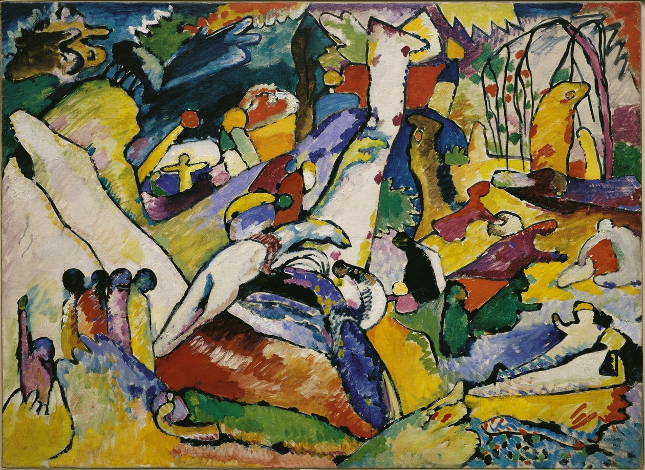 Kompozisyon II için Eskiz, 1909-1910. by Wassily Kandinsky