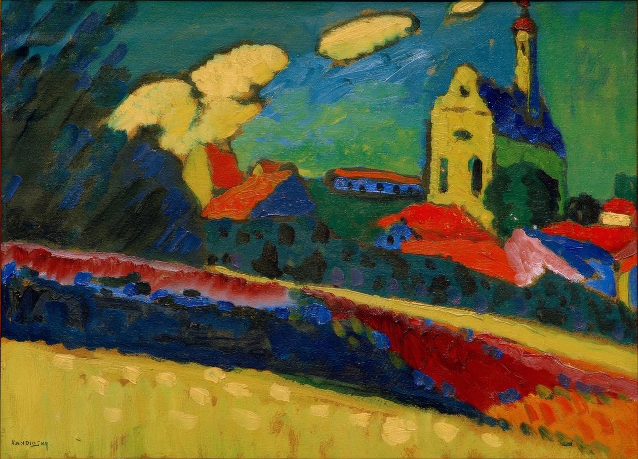 Murnau Çalışması - Kilise ile Peyzaj by Wassily Kandinsky