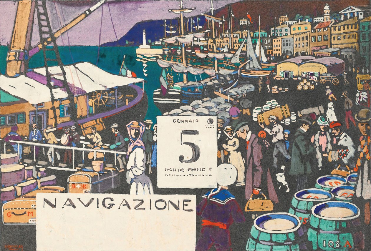 Bir gemi posteri için çalışma, 1906. by Wassily Kandinsky