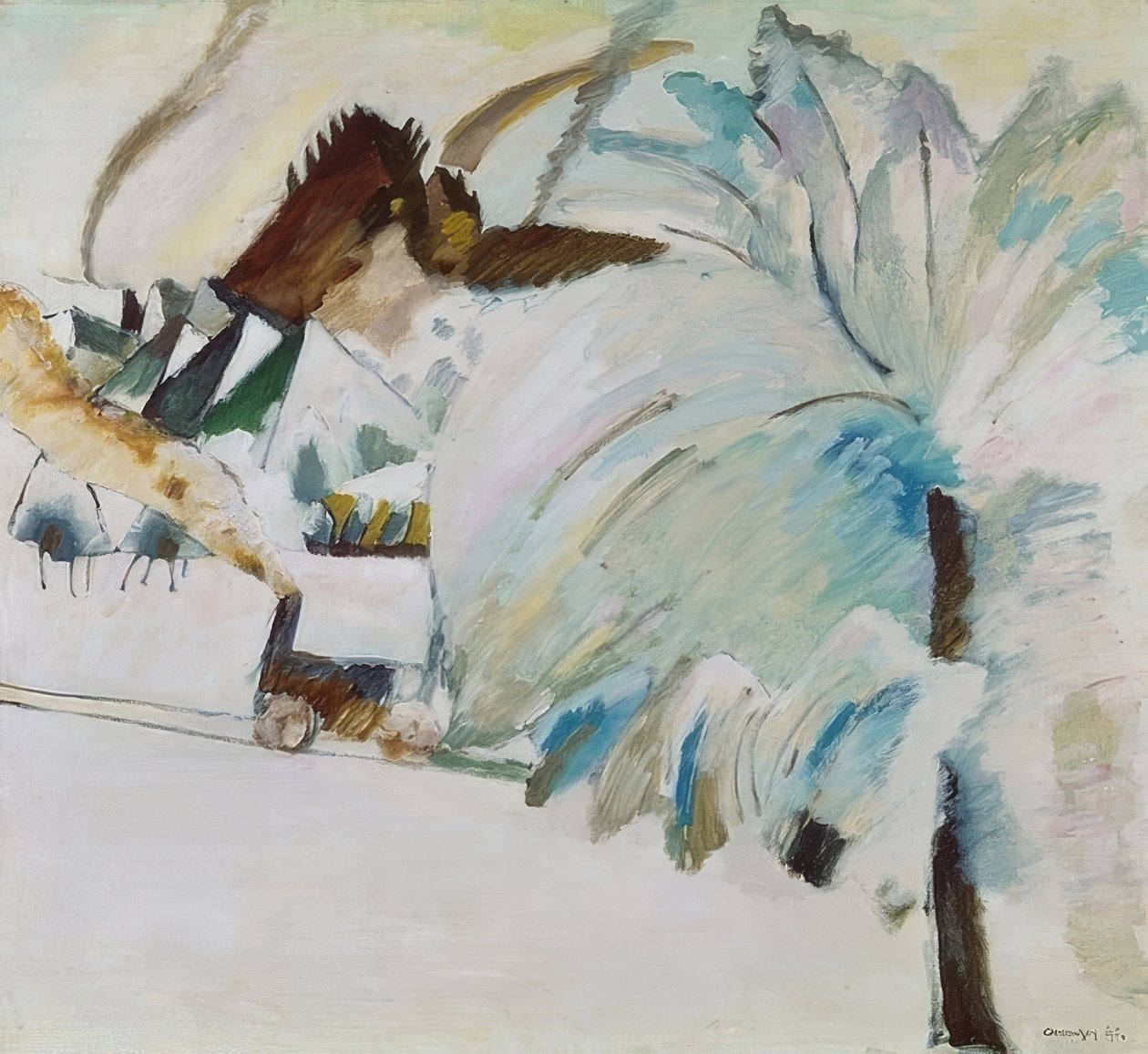 Bir lokomotif ile kış manzarası. 1911 by Wassily Kandinsky