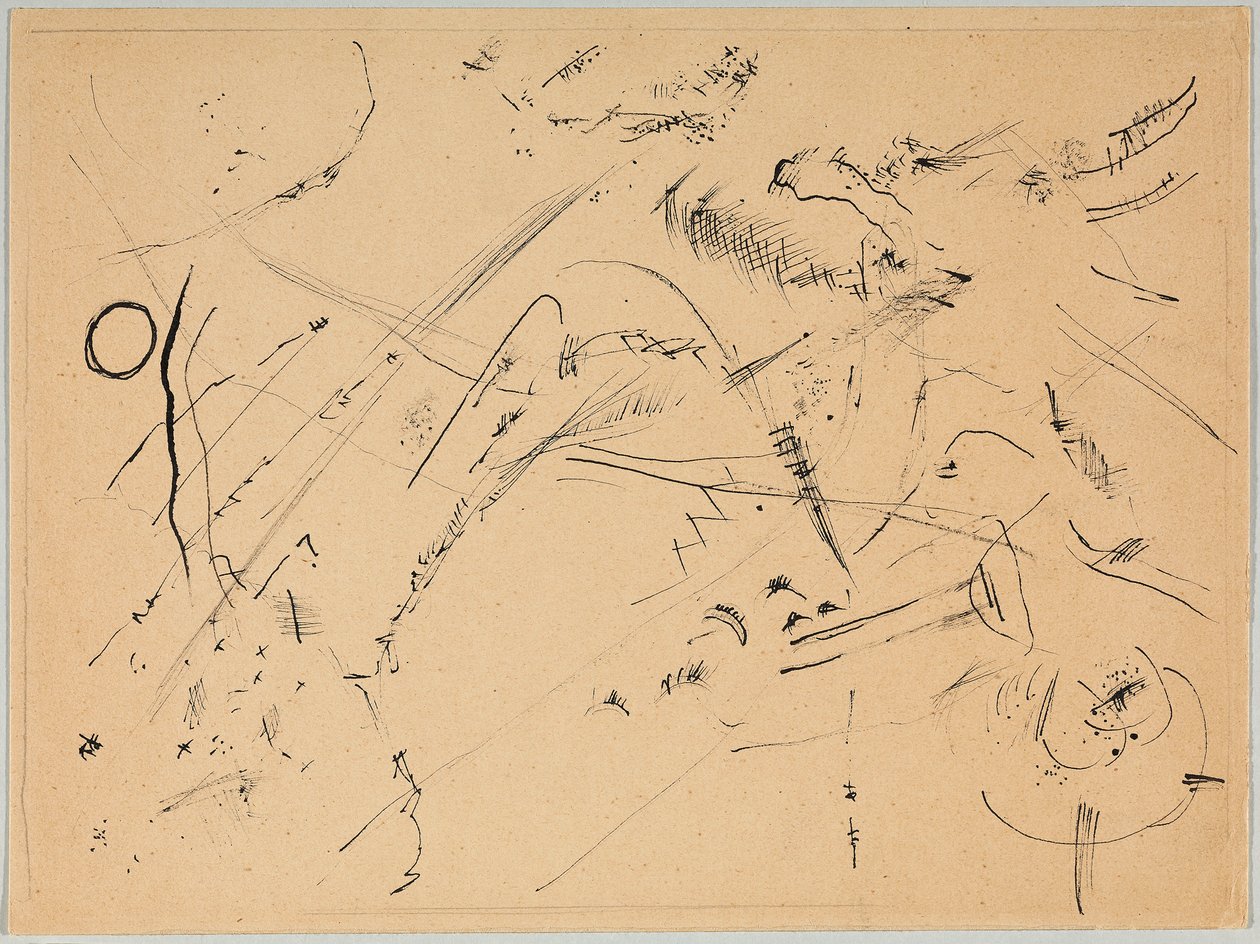 'Orman ve gökkuşağı ile' çizimi by Wassily Kandinsky