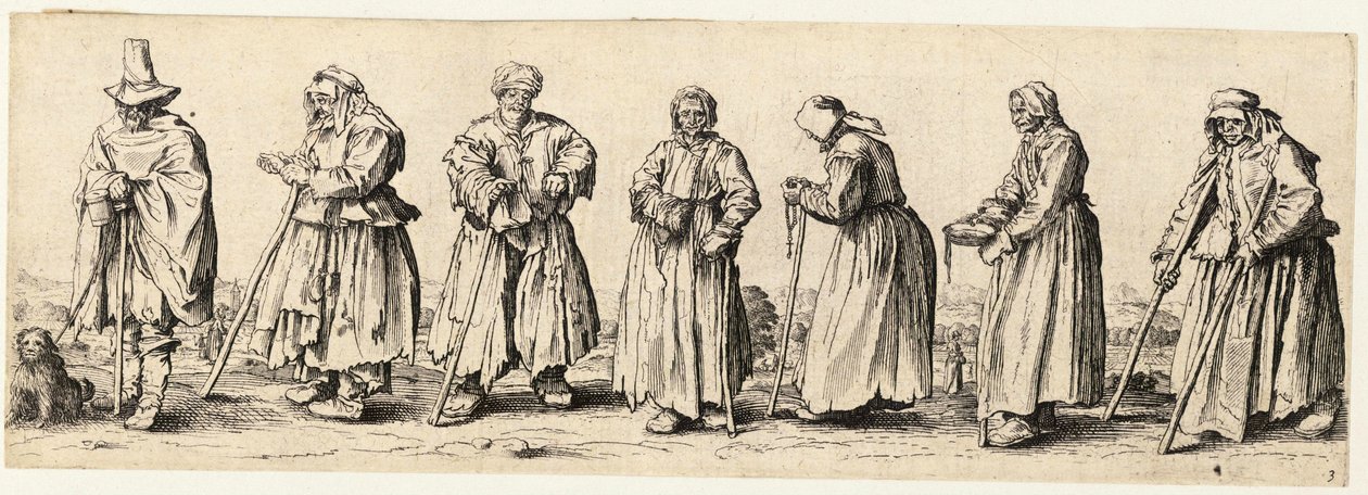 Erkek ve kadın dilenciler by Wenceslaus Hollar