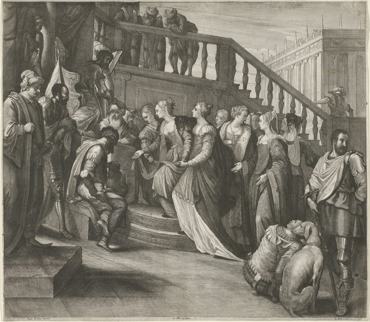 Ahaşveroş için Ester by Wenceslaus Hollar