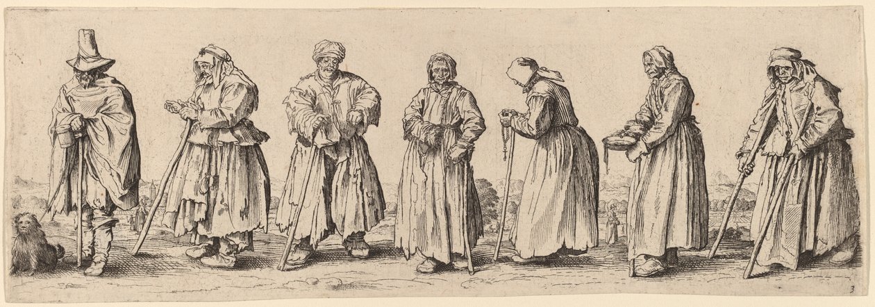 Erkek ve Kadın Dilenciler. by Wenceslaus Hollar