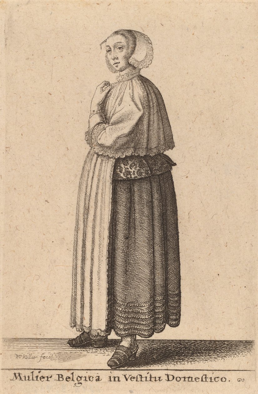 Belçikalı kadın iç giyim. by Wenceslaus Hollar