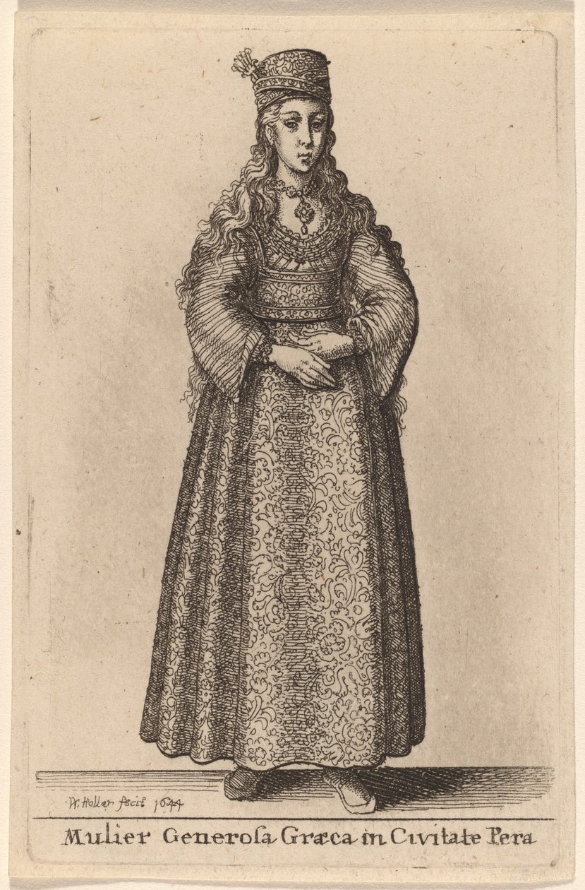Pera şehrinde soylu bir Yunan kadını by Wenceslaus Hollar