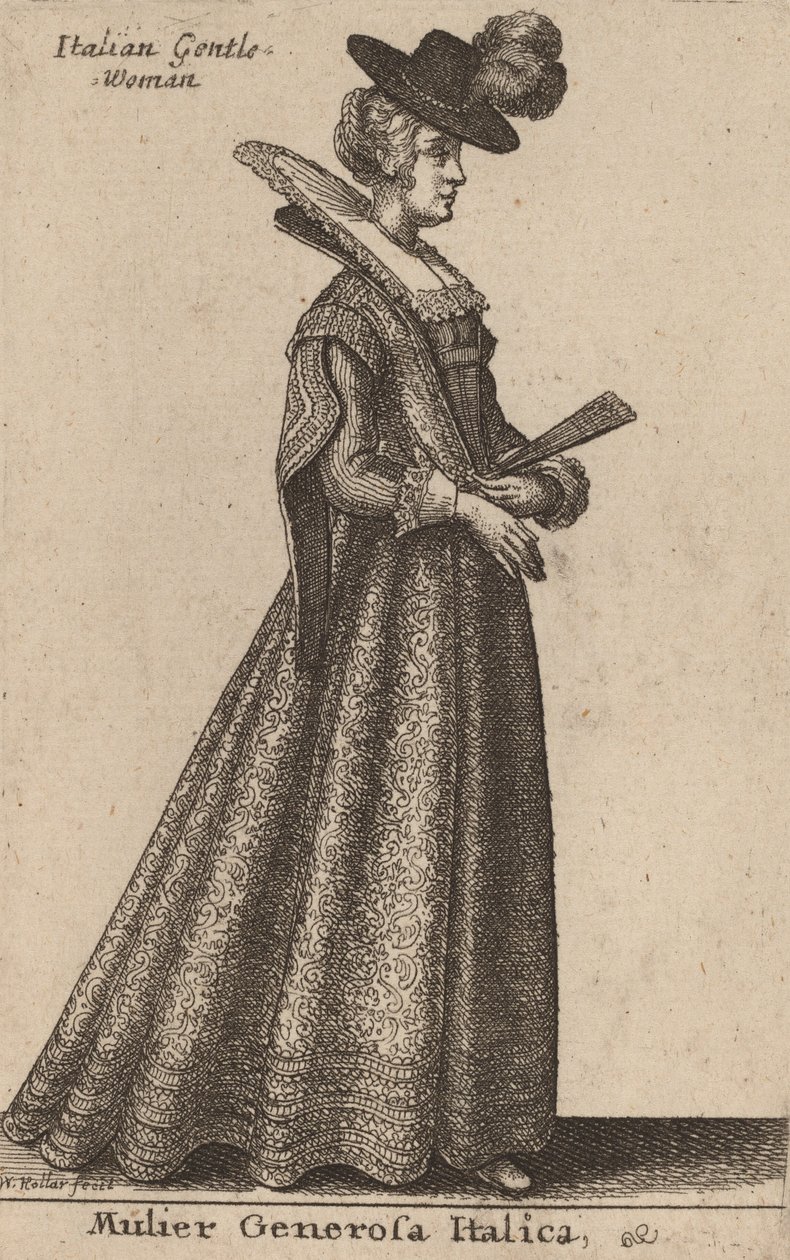 Asil İtalyan kadını. by Wenceslaus Hollar