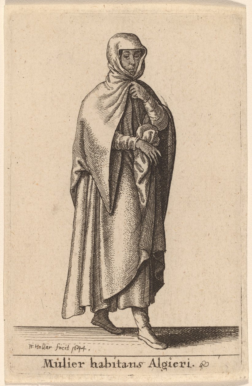 Cezayir'de yaşayan kadın by Wenceslaus Hollar
