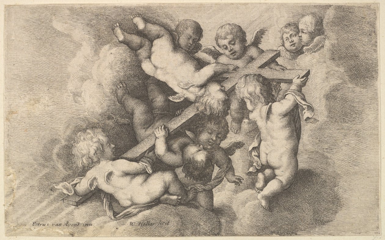 Haçı taşıyan yedi putti, 1646. by Wenceslaus Hollar