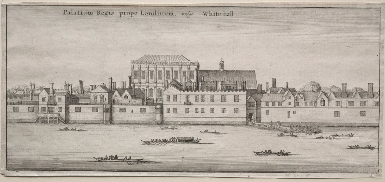 Londra Manzaraları: Nehirden Whitehall. by Wenceslaus Hollar