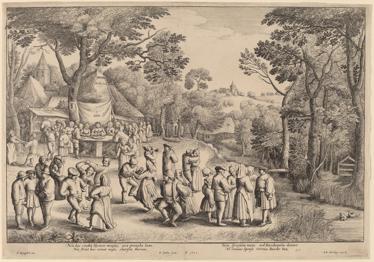 Rustik Düğün Dansı by Wenceslaus Hollar after Jan Brueghel the Elder