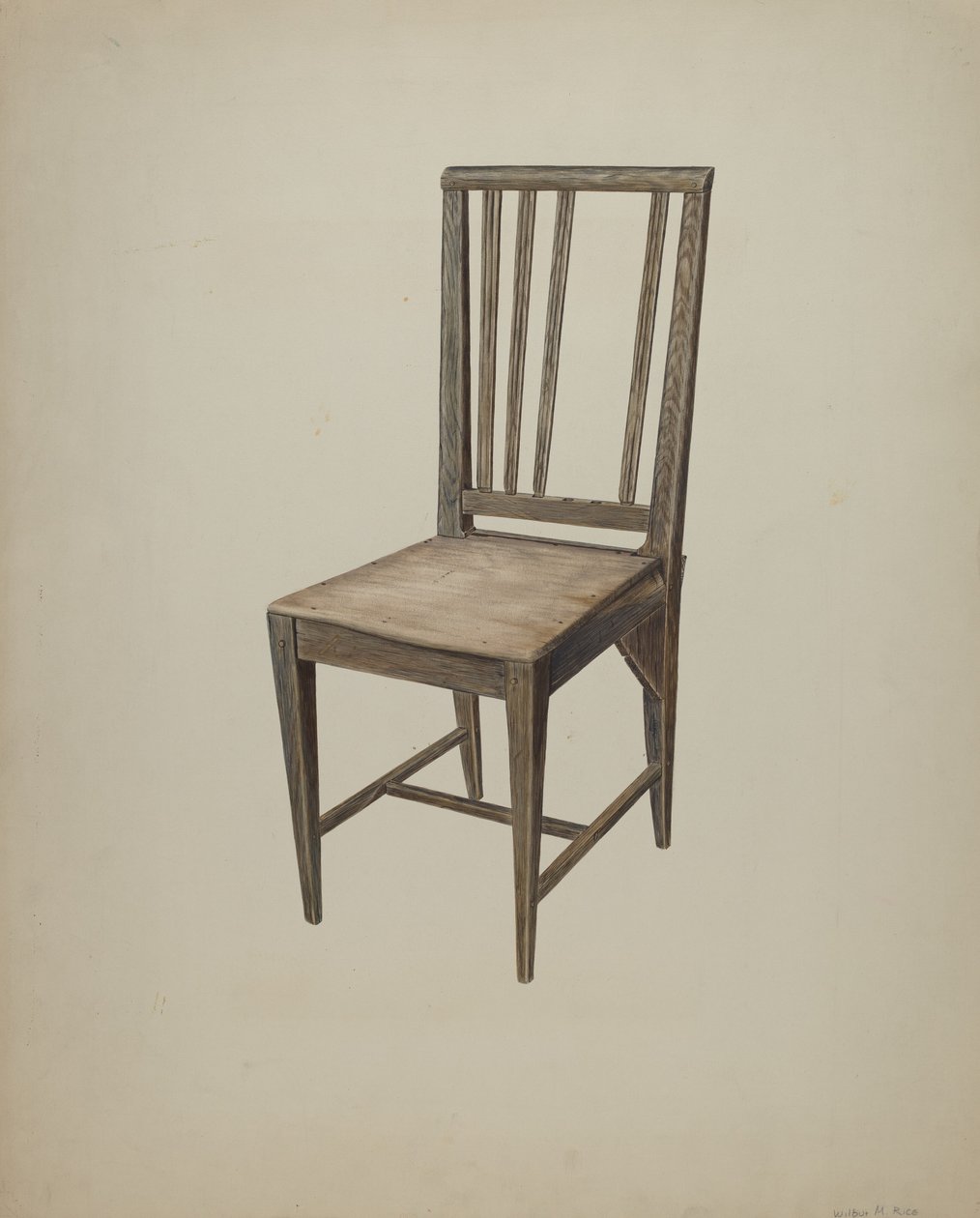 Ahşap Düz Sandalye, c. 1938. by Wilbur M Rice