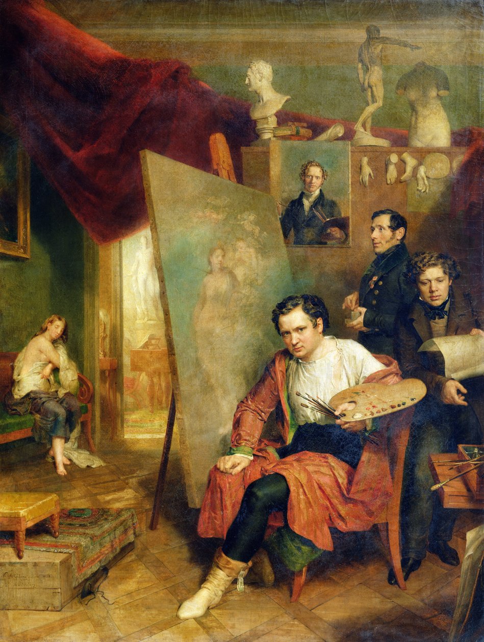 Ressamın atölyesinde, 1832 by Wilhelm August Golicke