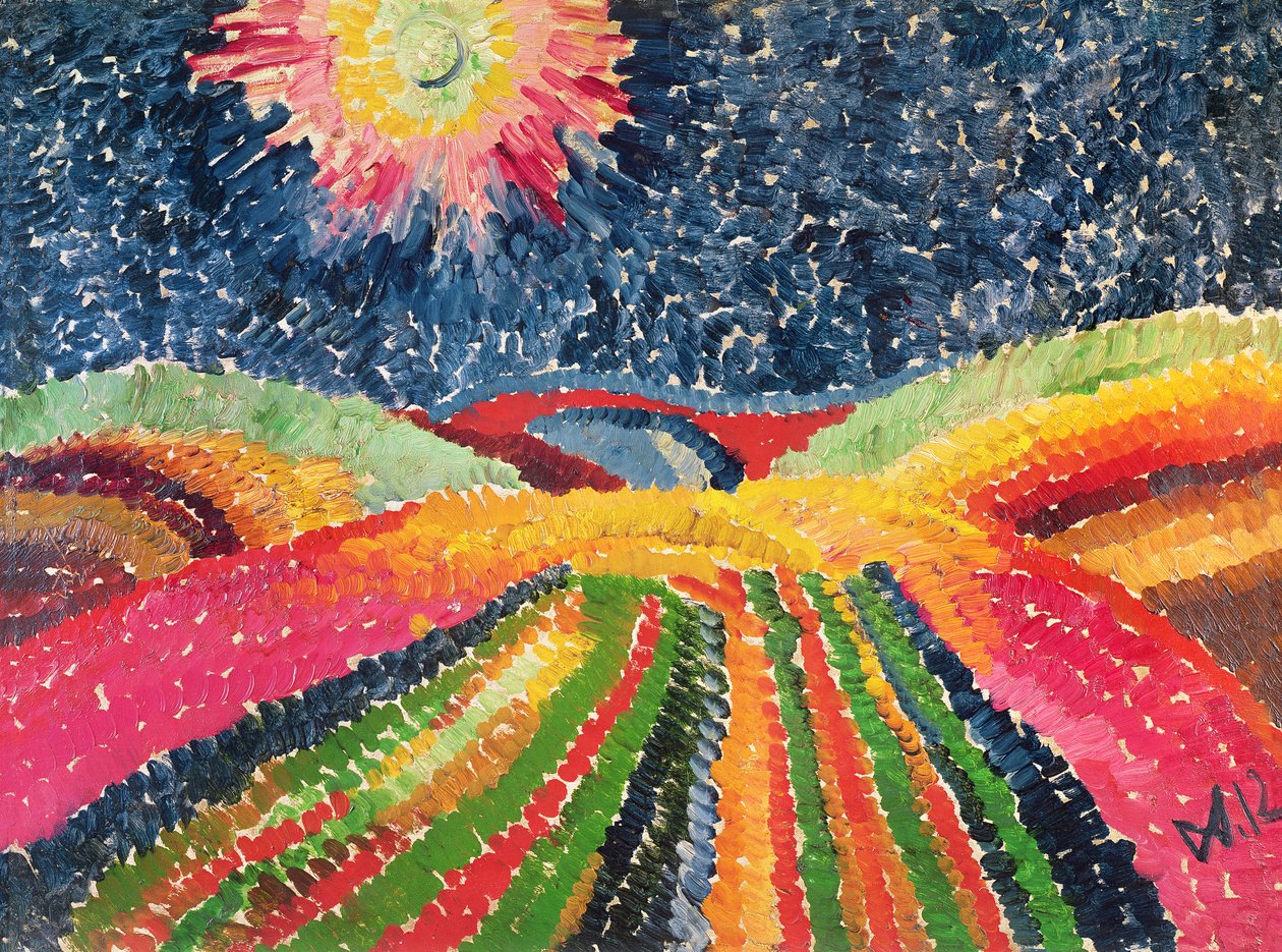 Yol, 1912 (karton üzerine yağlı boya) by Wilhelm Morgner