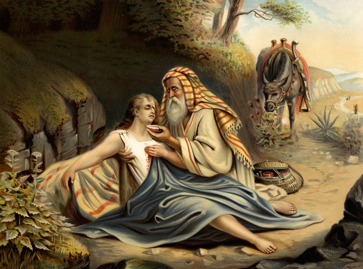 The Good Samaritan (renkli taş) by Wilhelm Ebbinghaus