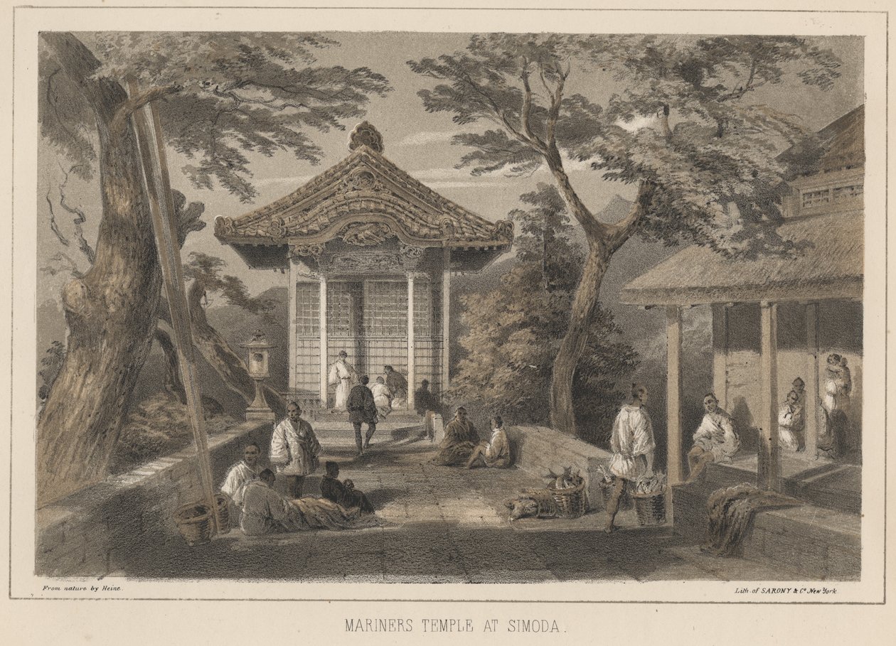 Simoda'daki Denizciler Tapınağı, 1855 by Wilhelm Joseph Heine