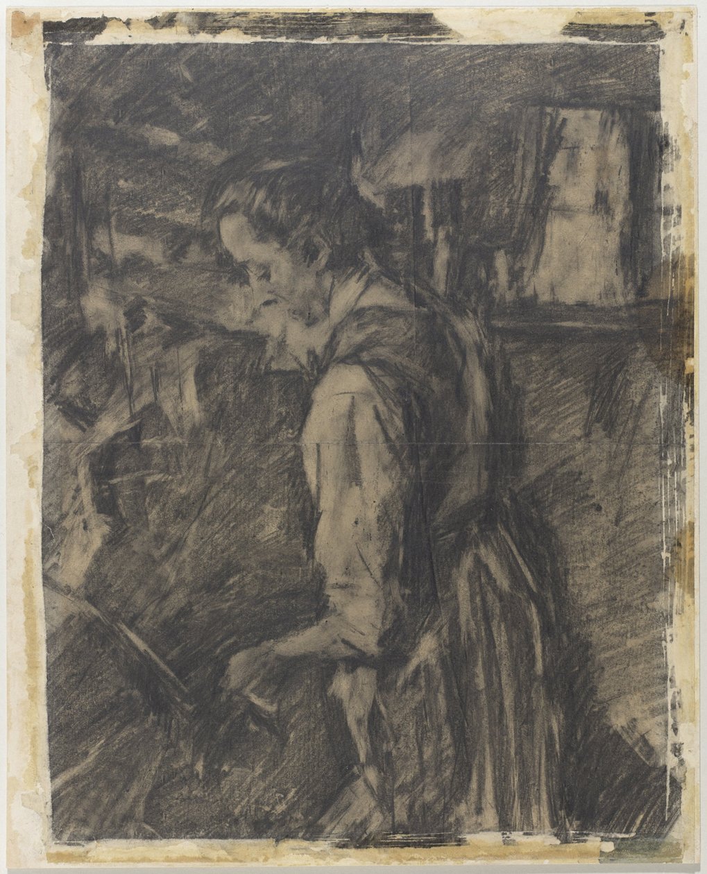 Mutfakta genç kadın by Wilhelm Maria Hubertus Leibl