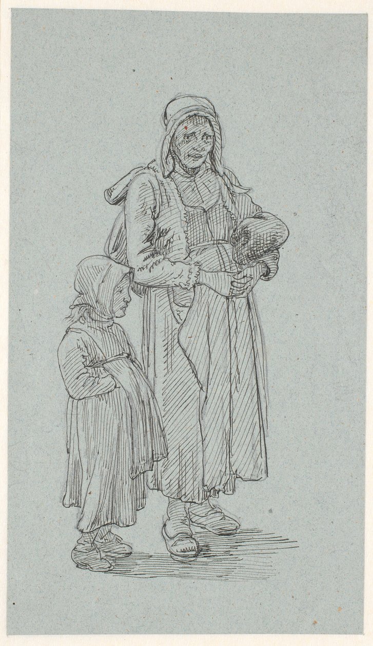Yaşlı İsveçli karısı ve küçük kızı by Wilhelm Marstrand