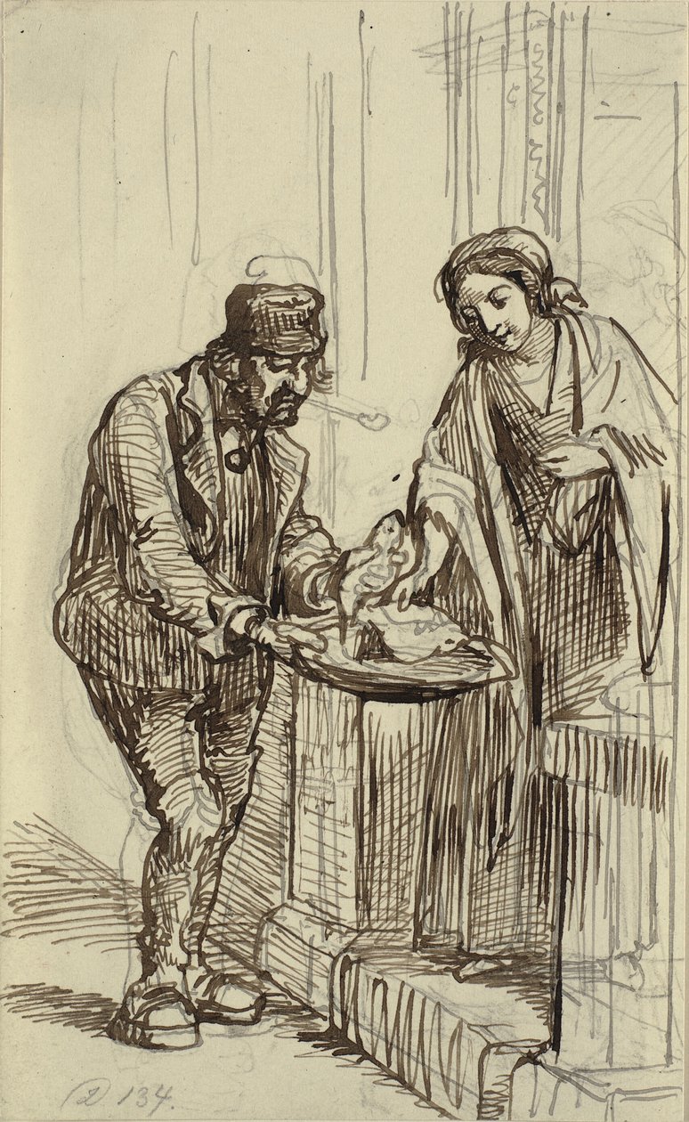 Genç bayan ve balıkçı by Wilhelm Marstrand